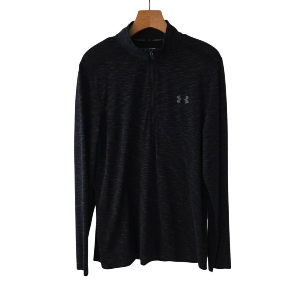 Under Armour‎ 1/2 Zip Shirt HeatGear Running Athletic Black Heathered Womens Lg